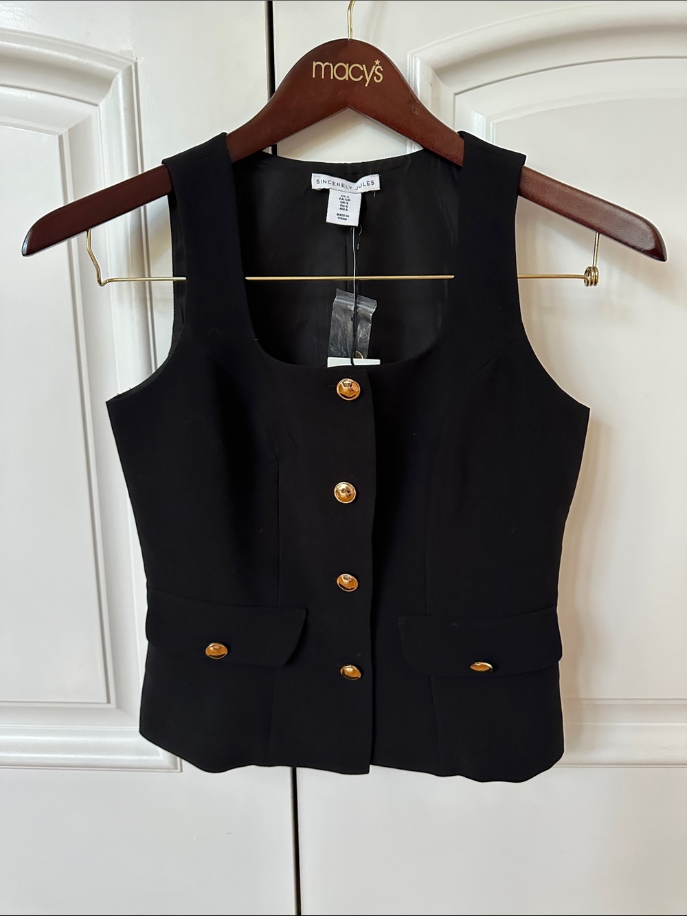 Sincerely Jules Black Blazer with Gold Button